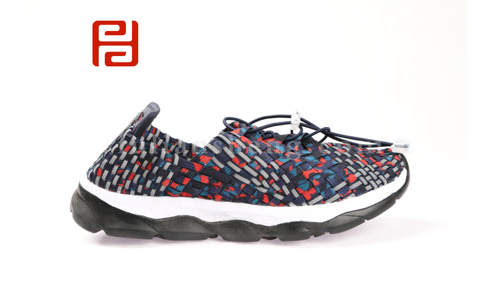 福連升時尚休閑彩色皮筋編織鞋彈力面潮流男鞋圖片