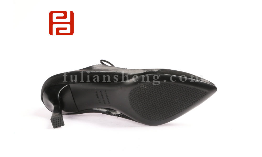 福連升春款單鞋黑色高跟鞋百搭休閑鞋工作通勤細跟女鞋子圖片