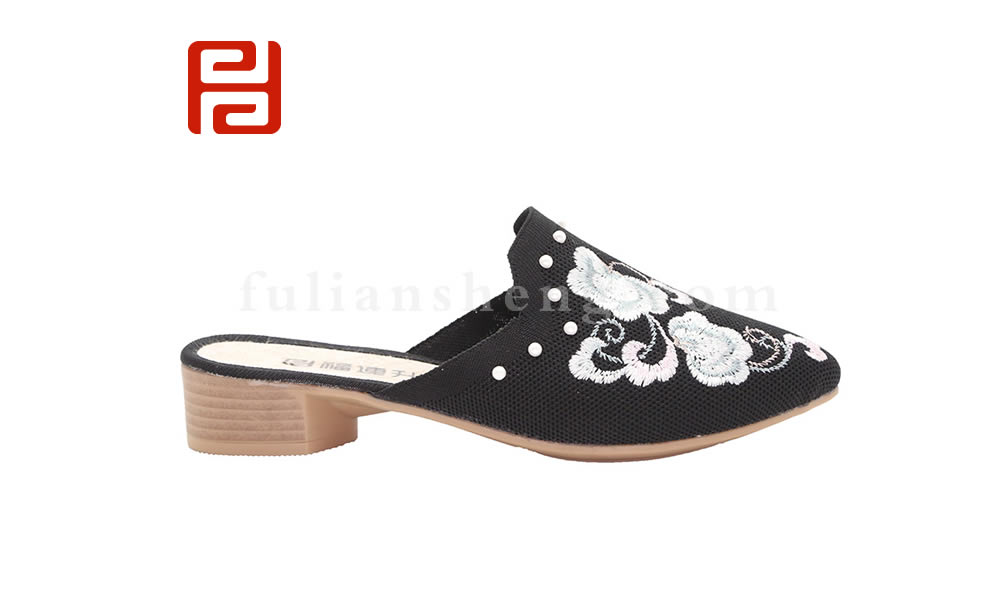 福連升民族風(fēng)繡花女拖鞋老北京布鞋正品女鞋女涼鞋圖片