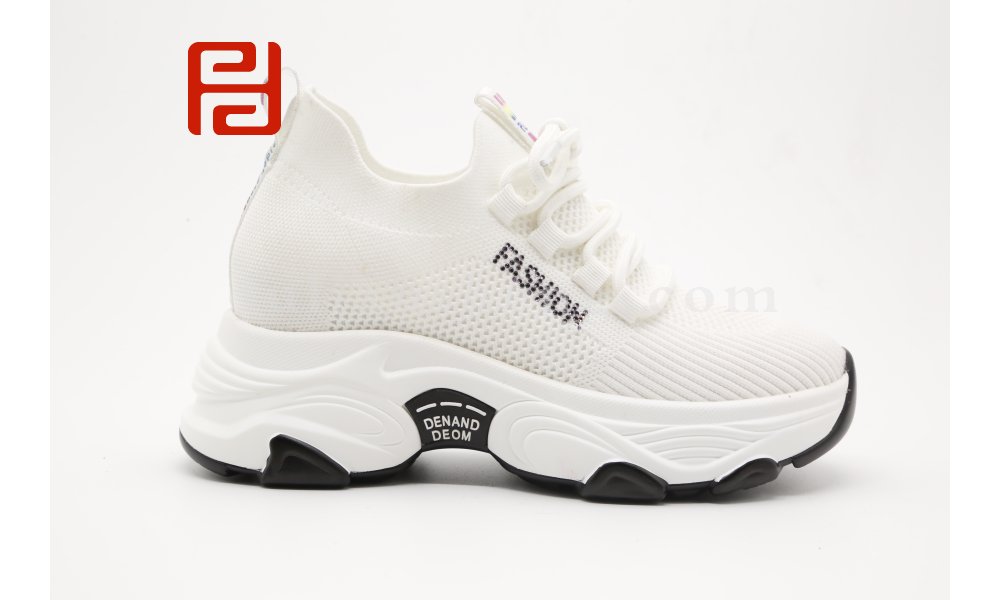 中國紅內(nèi)增高女鞋厚底棉麻透氣健步媽媽鞋圖片