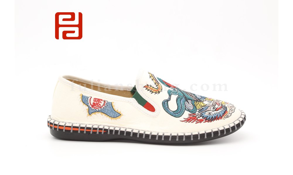 老北京千層底時(shí)尚休閑中國民族風(fēng)仙鶴刺繡棉麻舒適透氣布鞋圖片