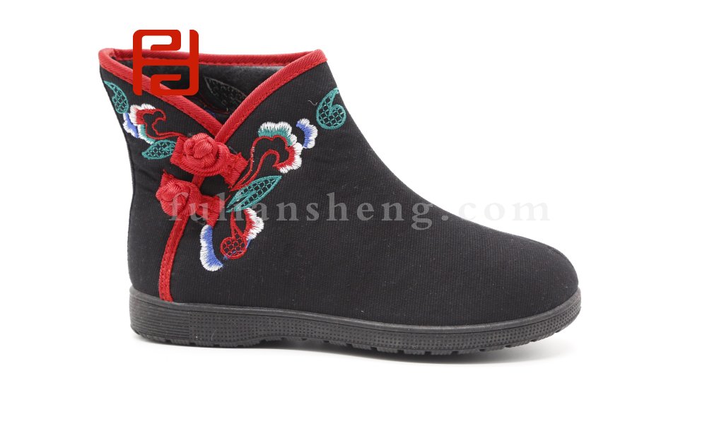 福連升老北京布鞋2020冬季新款民族風(fēng)中國(guó)風(fēng)繡花印花短靴棉靴圖片