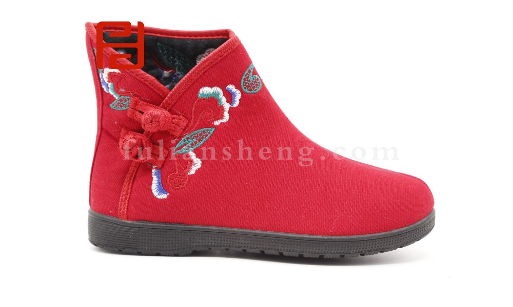 福連升老北京布鞋2020冬季新款民族風(fēng)中國(guó)風(fēng)繡花印花短靴棉靴圖片