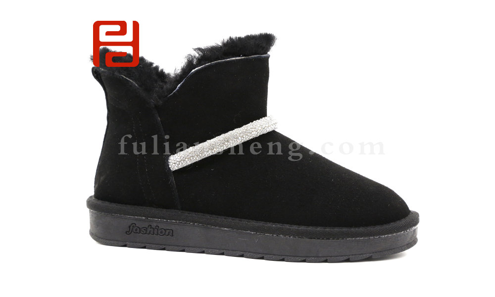 福連升休閑鞋女靴短靴棉鞋20冬季磨砂牛皮加厚保暖時尚雪地靴女圖片