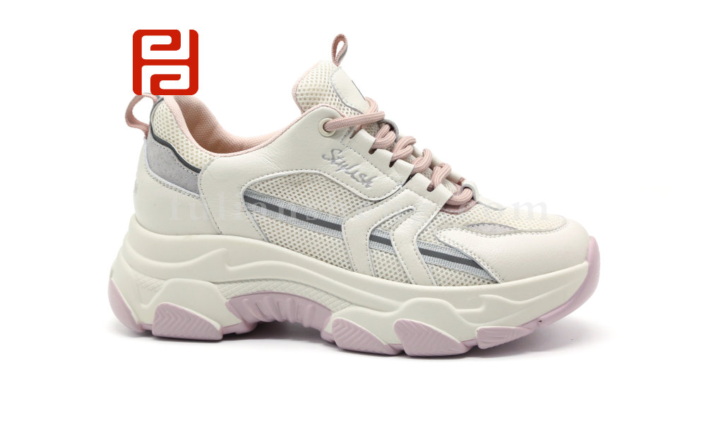 福連升休閑老爹鞋女春季拼色厚底舒適透氣運(yùn)動女鞋圖片