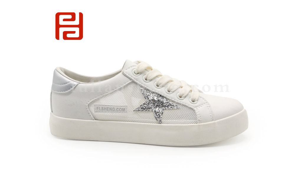 福連升夏季休閑板鞋女鞋小白鞋透氣側(cè)網(wǎng)布舒適橡膠底圖片