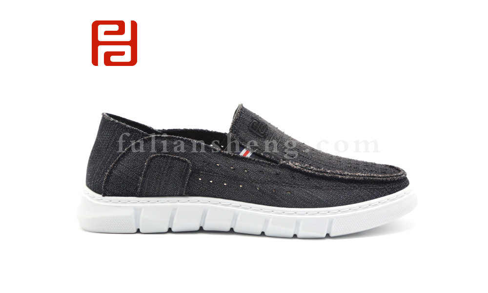 福連升夏季一腳蹬男鞋舒適休閑鞋水洗牛仔布透氣面料輕軟平底圖片
