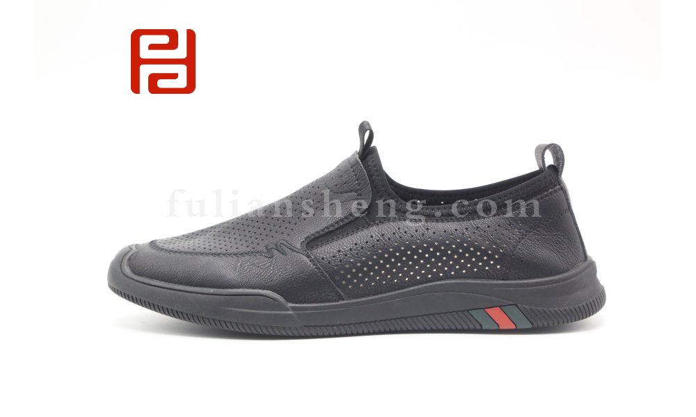 福連升夏季商務(wù)休閑男鞋輕便鏤空透氣舒適平底男鞋圖片