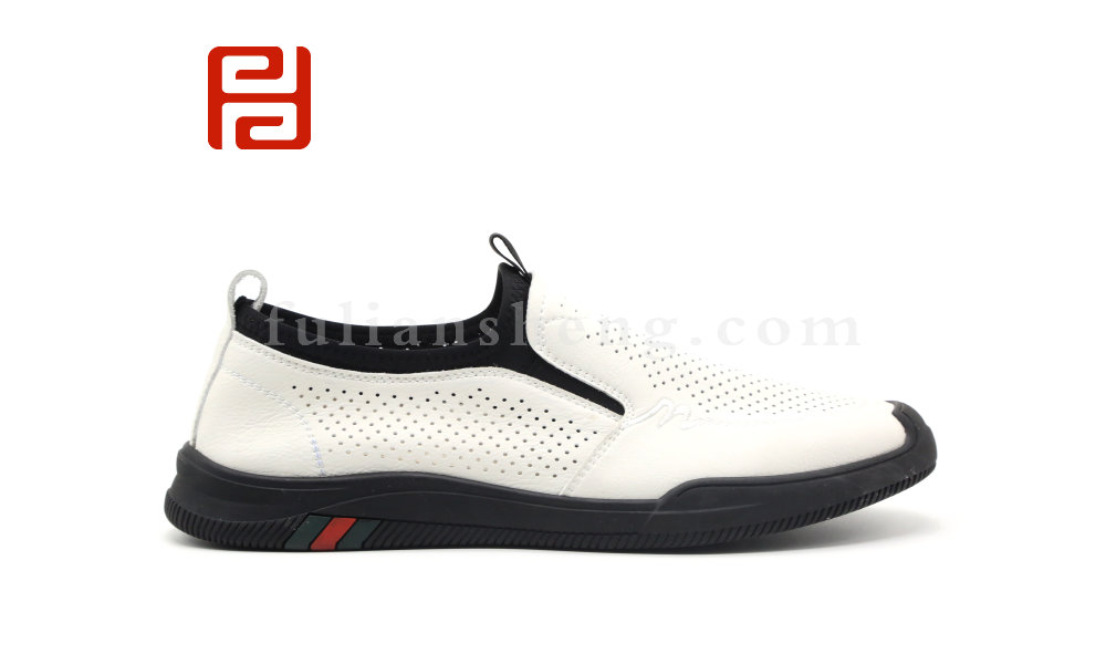 福連升夏季商務(wù)休閑男鞋輕便鏤空透氣舒適平底男鞋圖片