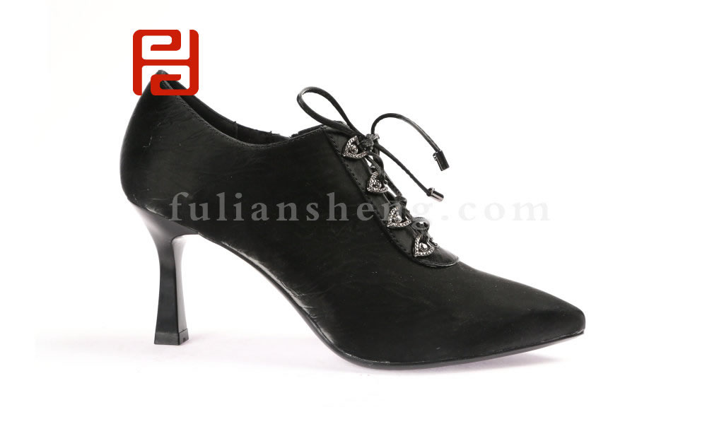 福連升春款單鞋黑色高跟鞋百搭休閑鞋工作通勤細跟女鞋子(圖2)