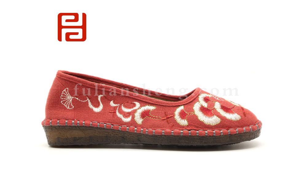福連升布鞋中國風(fēng)休閑鞋麻布牛筋底舒適繡花女單鞋