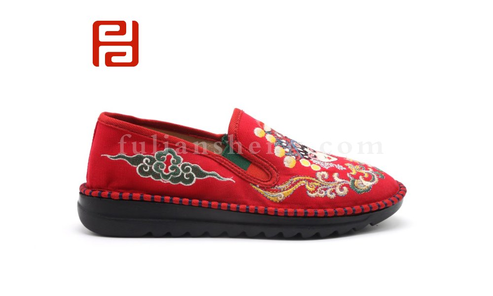 福連升老北京布鞋平底套腳繡花國風女鞋臉譜社會鞋